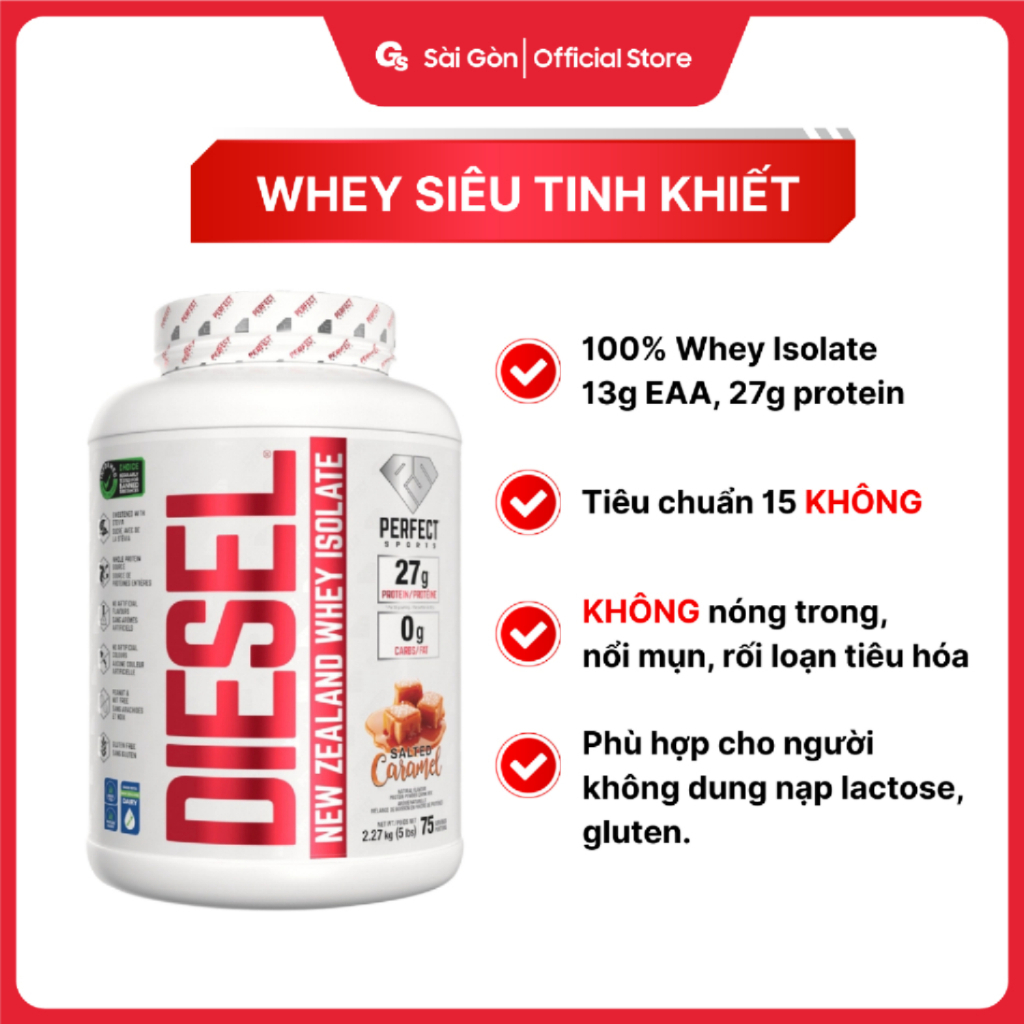 Sữa tăng cơ Perfect Diesel Whey Protein Isolate, tinh khiết không gây mụn Gymstore