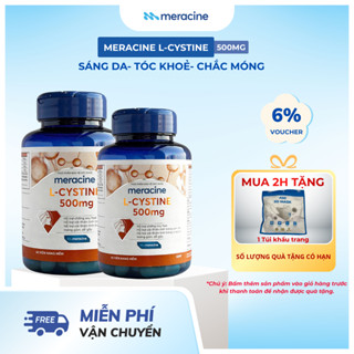 Combo 2 Lọ Viên Uống Meracine L-Cystine 500mg Giúp Sáng Da, Hỗ Trợ Giảm Nám, Giảm Mụn, Rụng Tóc, Giảm Gãy Móng 60 Viên