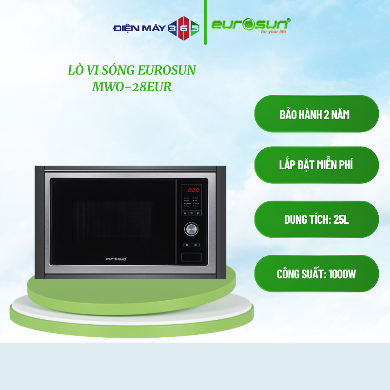 Lò Vi Sóng Eurosun MWO-28EUR - Dung Tích 28L - Thiết Kế Lắp Âm Hiện Đại - Khóa An Toàn