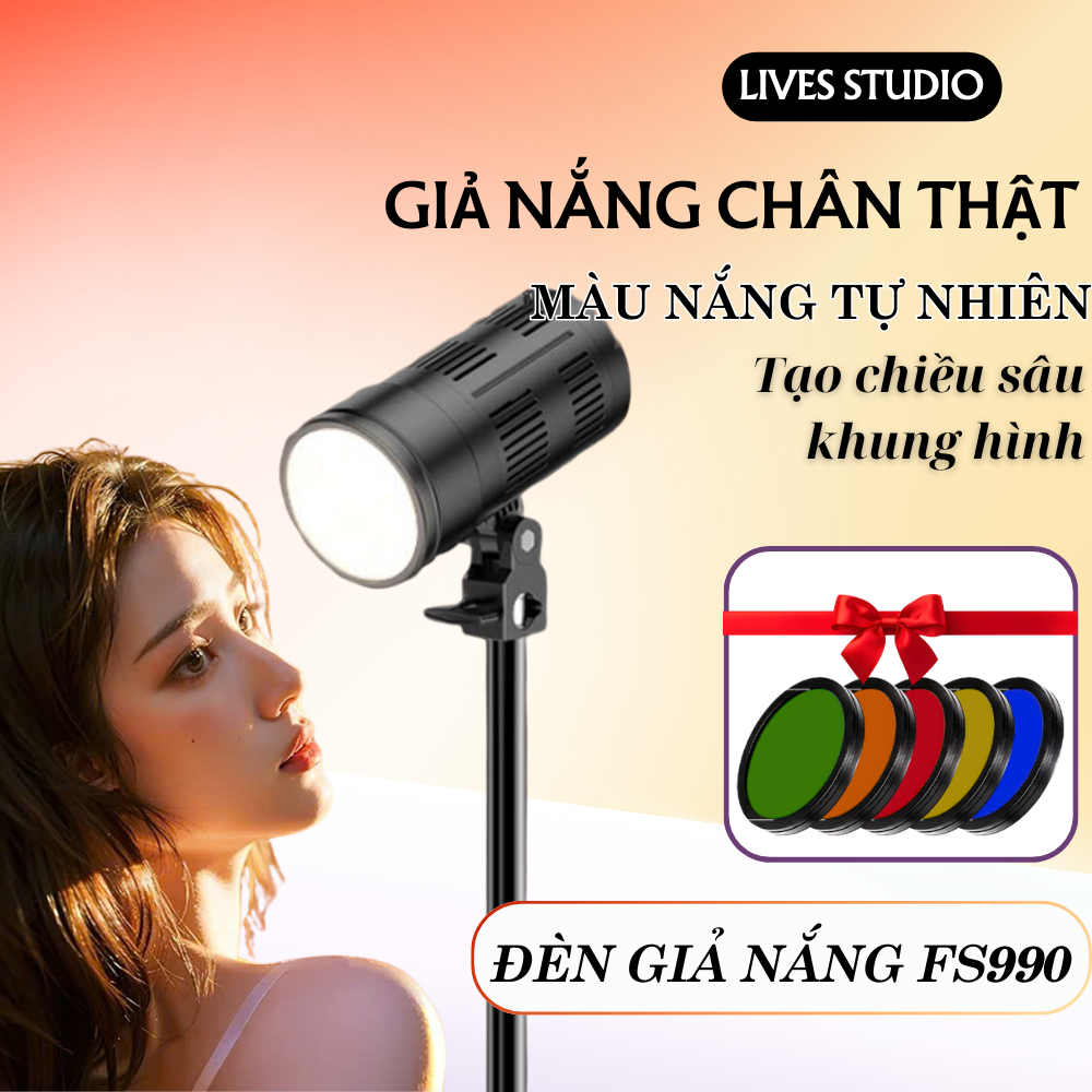 Đèn Giả Nắng FS990, Hiệu Ứng Nắng Màu Tự Nhiên Dùng Chụp Ảnh Studio, Chụp Ảnh Tóc, Decor Chụp Ảnh Sản Phẩm Cực Lung Linh