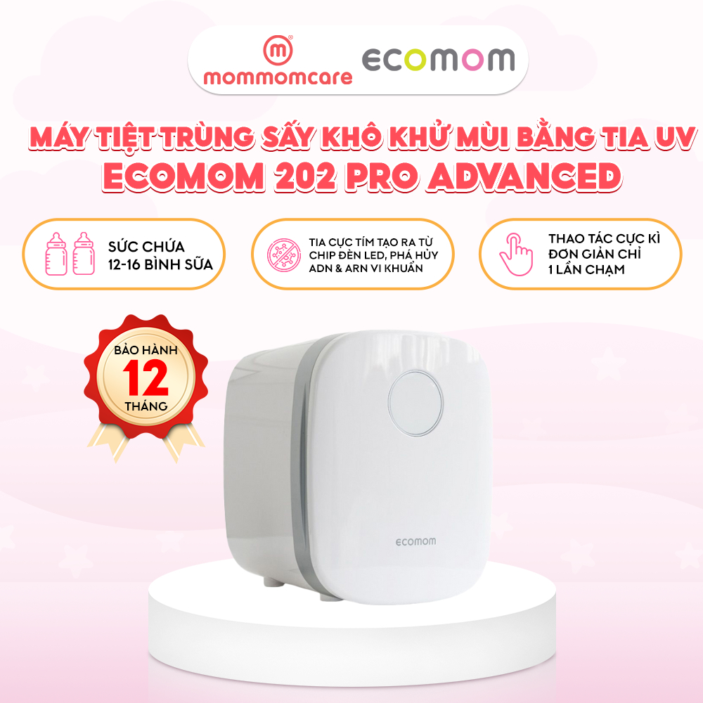 Máy Tiệt Trùng Sấy Khô Khử Mùi Tia UV Ecomom 202 Pro Advanced Khoang Rộng – Tự Tiệt Trùng 2H/Lần