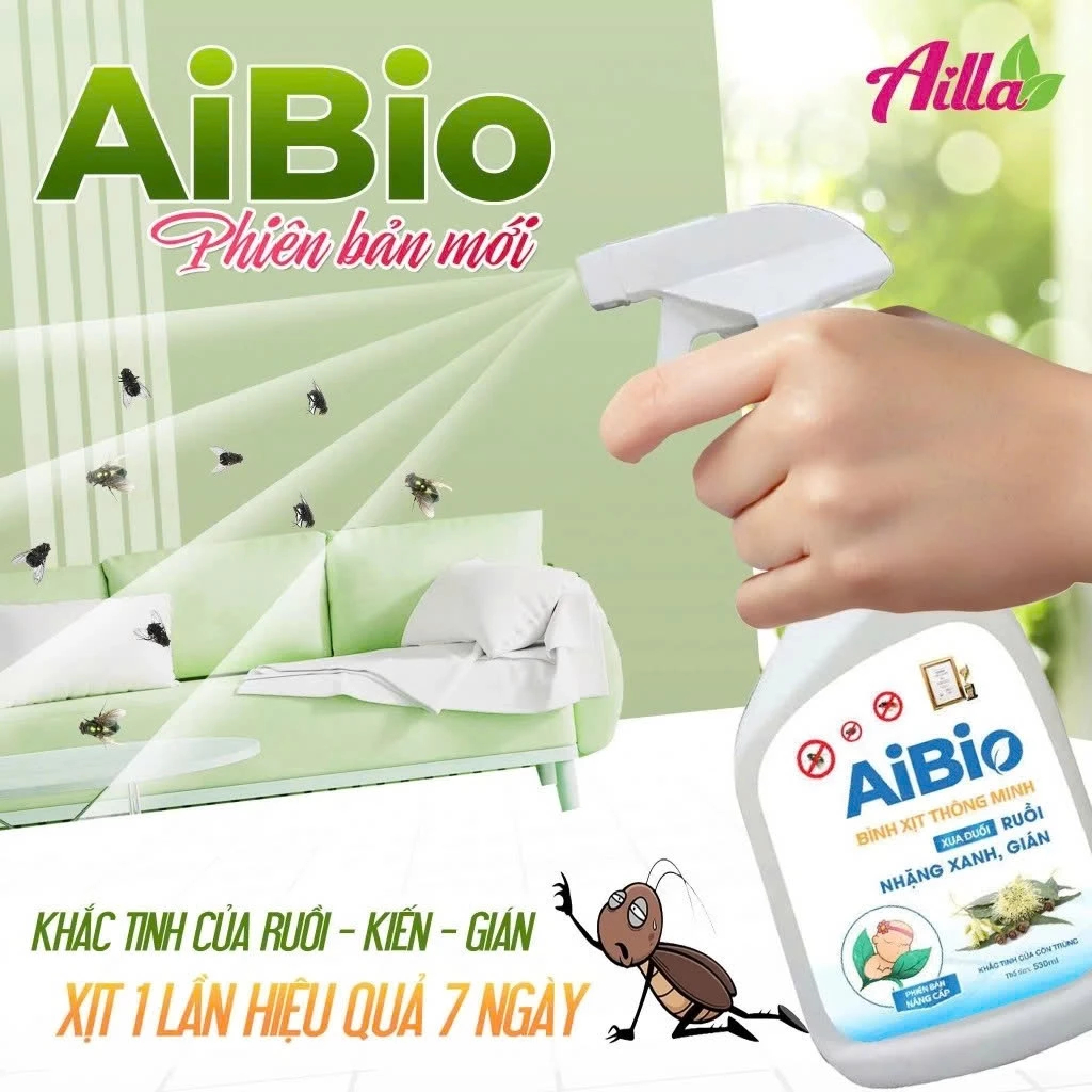 Xịt đuổi Côn Trùng, Đuổi Muỗi Ruồi Gián AiBio Hương Thiên Nhiên