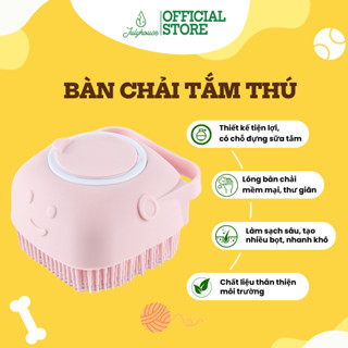 Bàn chải tắm cho chó mèo Julyhouse tạo bọt massage và có chỗ đựng sữa tắm (màu ngẫu nhiên)