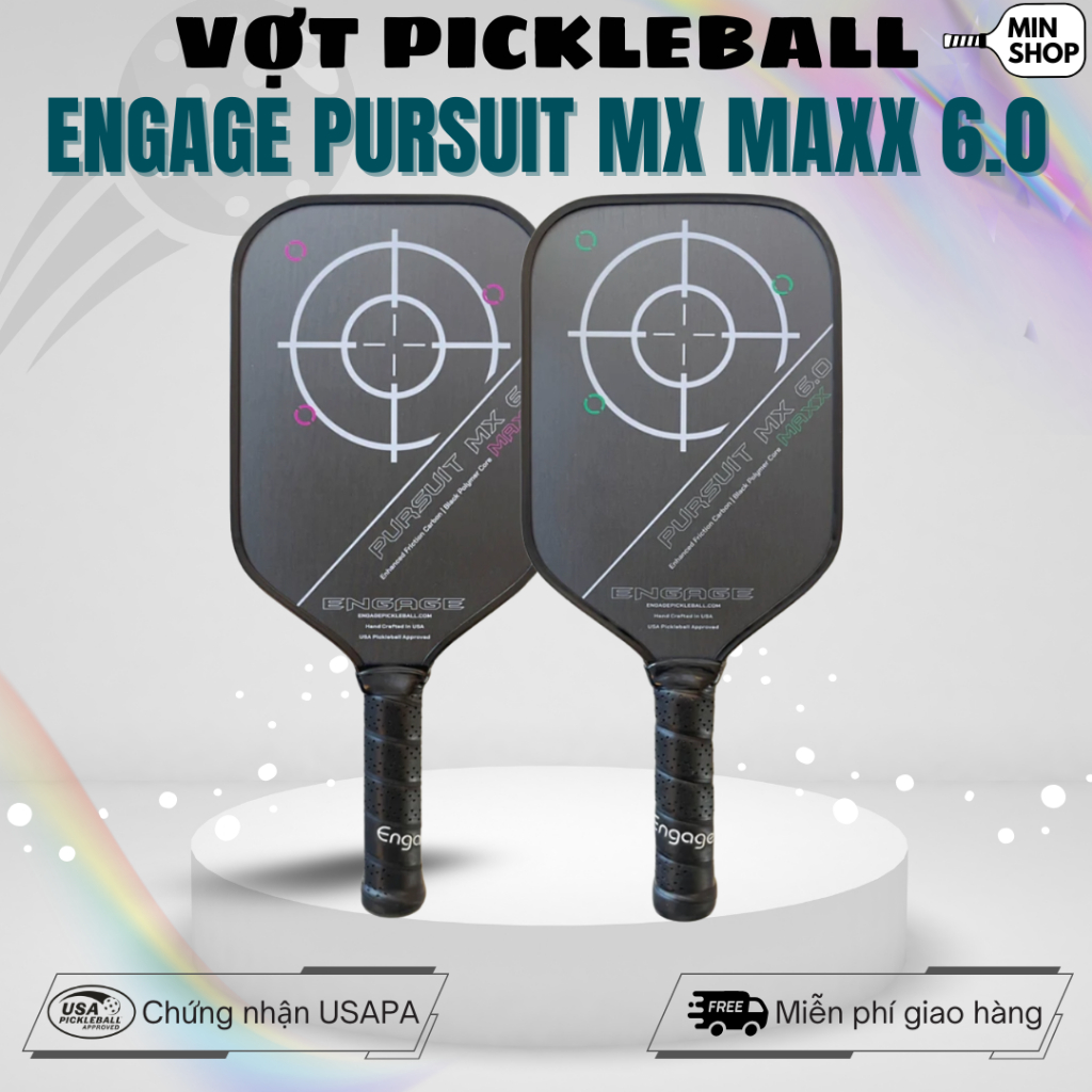[Chính Hãng] Vợt Pickleball Engage Pursuit MX Maxx 6.0 Chuẩn USAPA, Carbon 16mm, Trung Cấp Đến Nâng 