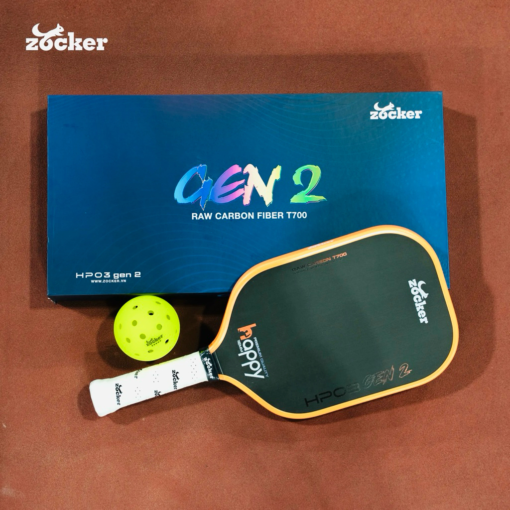 Vợt Pickleball Zocker Happy HP03 - Gen2 Chính hãng | đủ màu sắc (Tặng kèm cuốn cán)