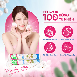 Combo 4 bông tẩy trang cotton Ipek 150 miếng tròn mềm mịn bông tự nhiên không xơ(4 cây x150 miếng)