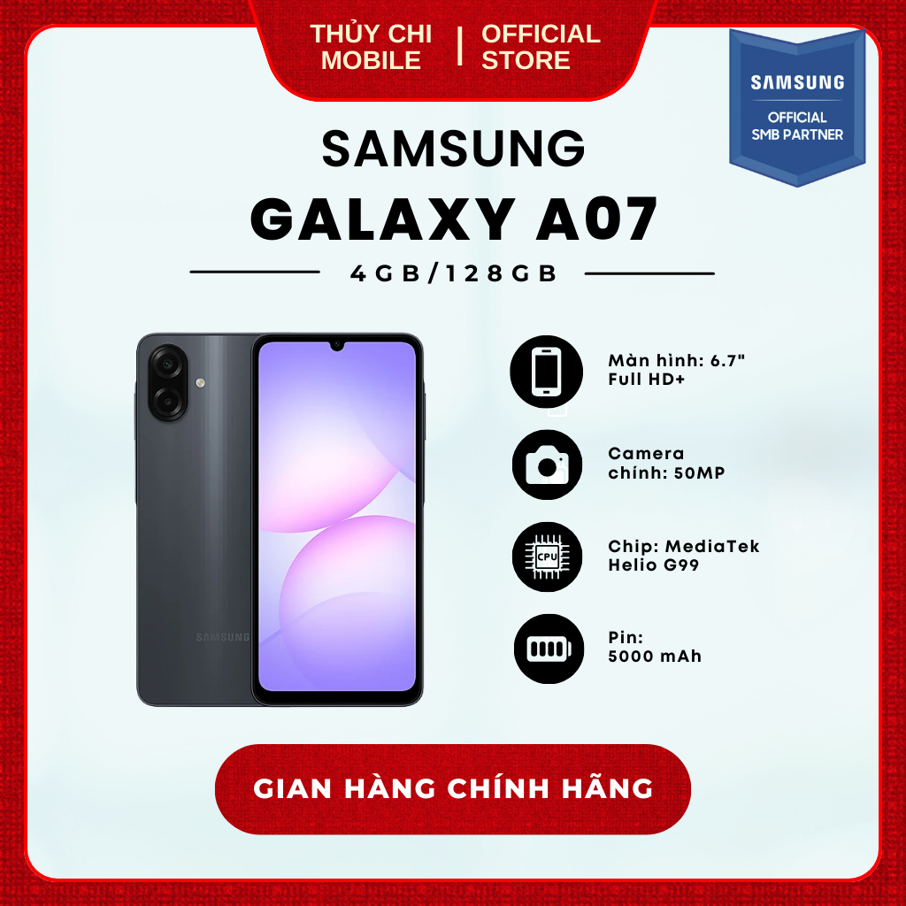Điện thoại Samsung Galaxy A07 4G 4GB/128GB - Hàng Chính Hãng Samsung Việt Nam