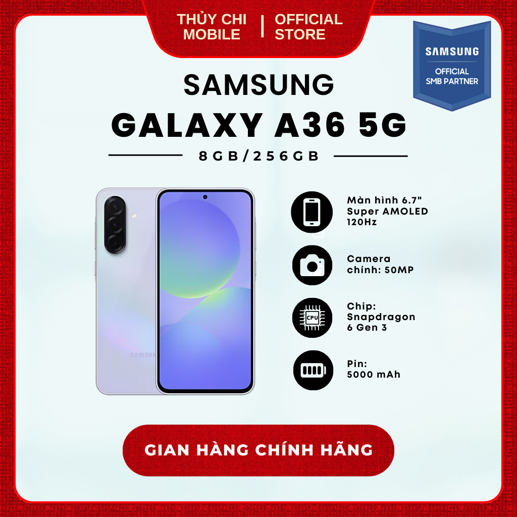 Điện thoại Samsung Galaxy A36 5G 8GB/256GB - Hàng Chính Hãng Samsung Việt Nam