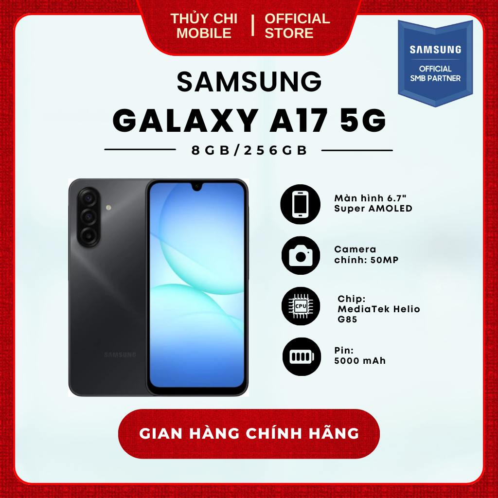 Điện thoại Samsung Galaxy A17 5G 8GB/256GB - Hàng Chính Hãng Samsung Việt Nam