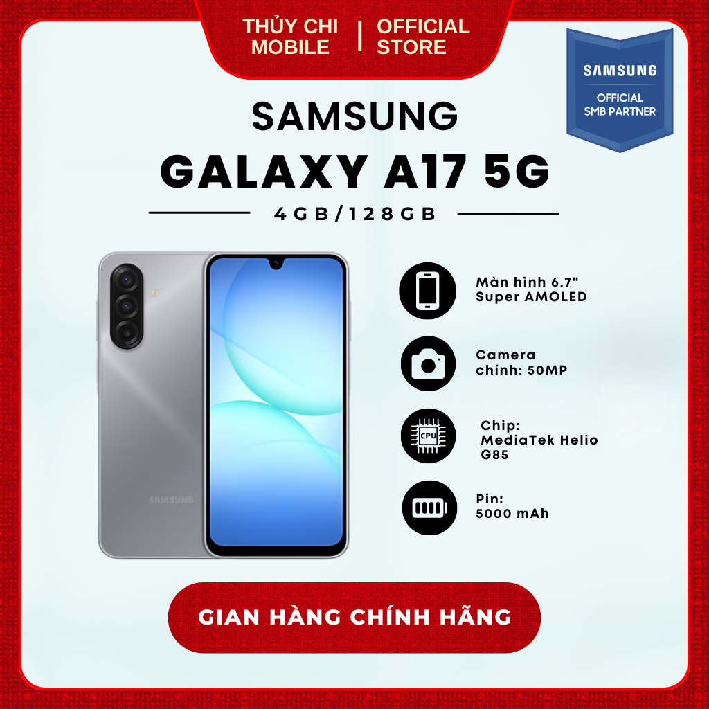 Điện thoại Samsung Galaxy A17 5G 4GB/128GB - Hàng Chính Hãng Samsung Việt Nam