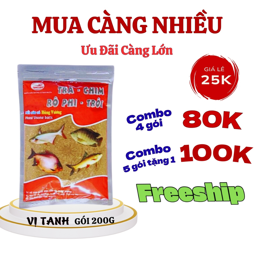 Mồi Câu Tổng Hợp Vị Tanh (200g) – Mồi Câu Cá Hùng Vương - Dụ Cá Nhanh – Bắt Cá Khỏe