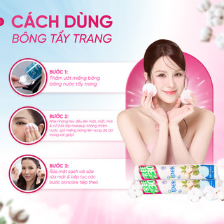 Combo 4 bông tẩy trang cotton Ipek 150 miếng tròn mềm mịn bông tự nhiên không xơ(4 cây x150 miếng)