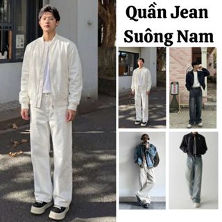 Quần JEAN Suông nam FABUMAN ống Suông rộng Cạp Cao Jean Trắng dáng suông Chất Bò Dáng dài BigSize