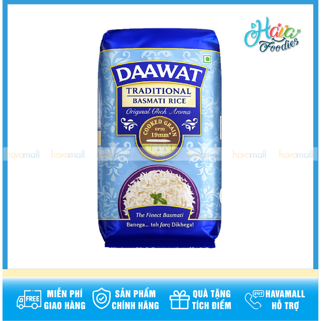 Gạo Basmati Ấn Độ Cao Cấp Nhập Khẩu Gói Lớn 1kg – India Gate Pure Basmati Rice Super