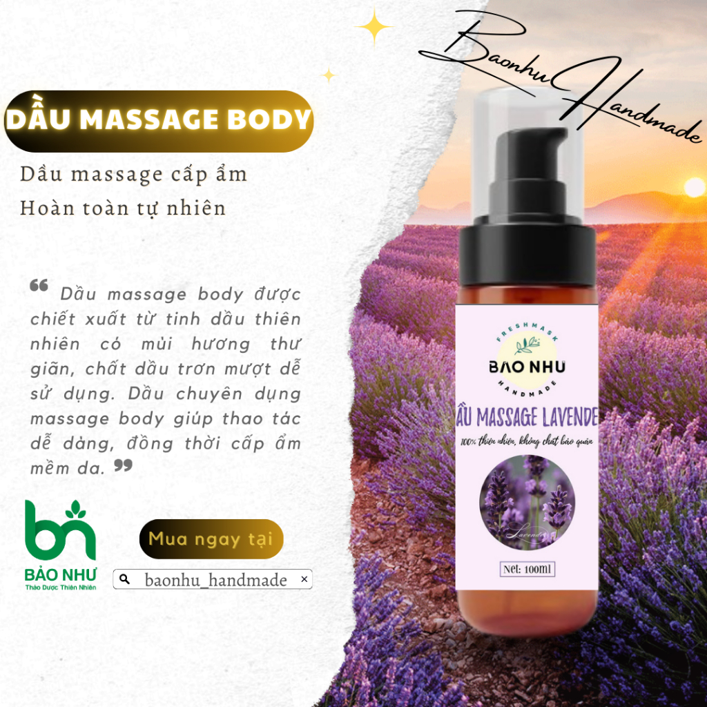 100ml Dầu Massage Oải Hương (Lavender) thư giãn, mịn da