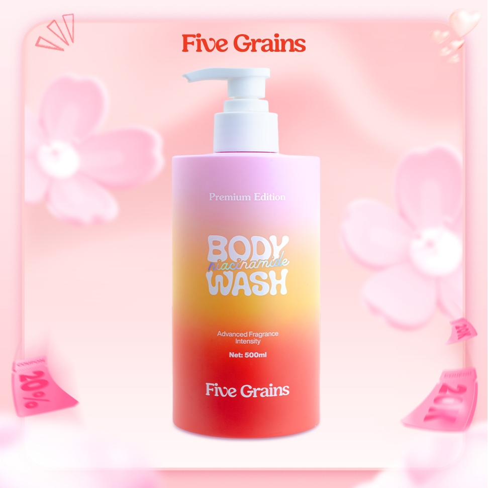 Sữa tắm Cao cấp Five Grains giúp dưỡng trắng da Niacinamide lưu hương nước hoa 500ML phiên bản nâng 