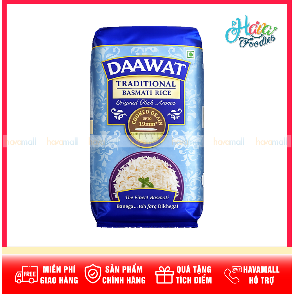 Gạo Basmati Cao Cấp Nhập Khẩu Ấn Độ Gói 1kg – India Gate Pure Basmati Rice Super