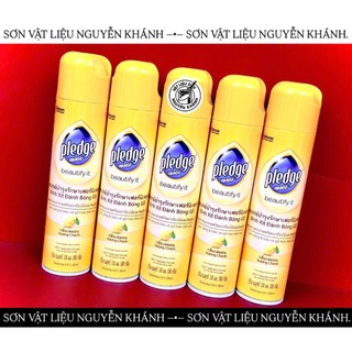 🟡 Pledge Bình Xịt Đánh Bóng Gỗ 330ml Hương Chanh – Xịt Làm Sạch & Bóng Nội Thất Gỗ Chính Hãng