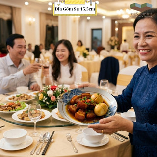 Combo đĩa gốm sứ 15.5cm hạo tiết hoa Simple, Dĩa gốm sứ 6 inch