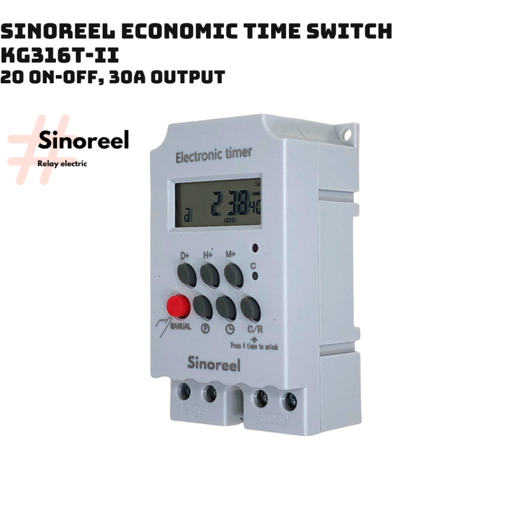 KG316T-II Bộ hẹn giờ 30A 220Vac 24h 7 ngày cho bơm, đèn chiếu sáng, tưới cây tự động #KG316T #KG316T