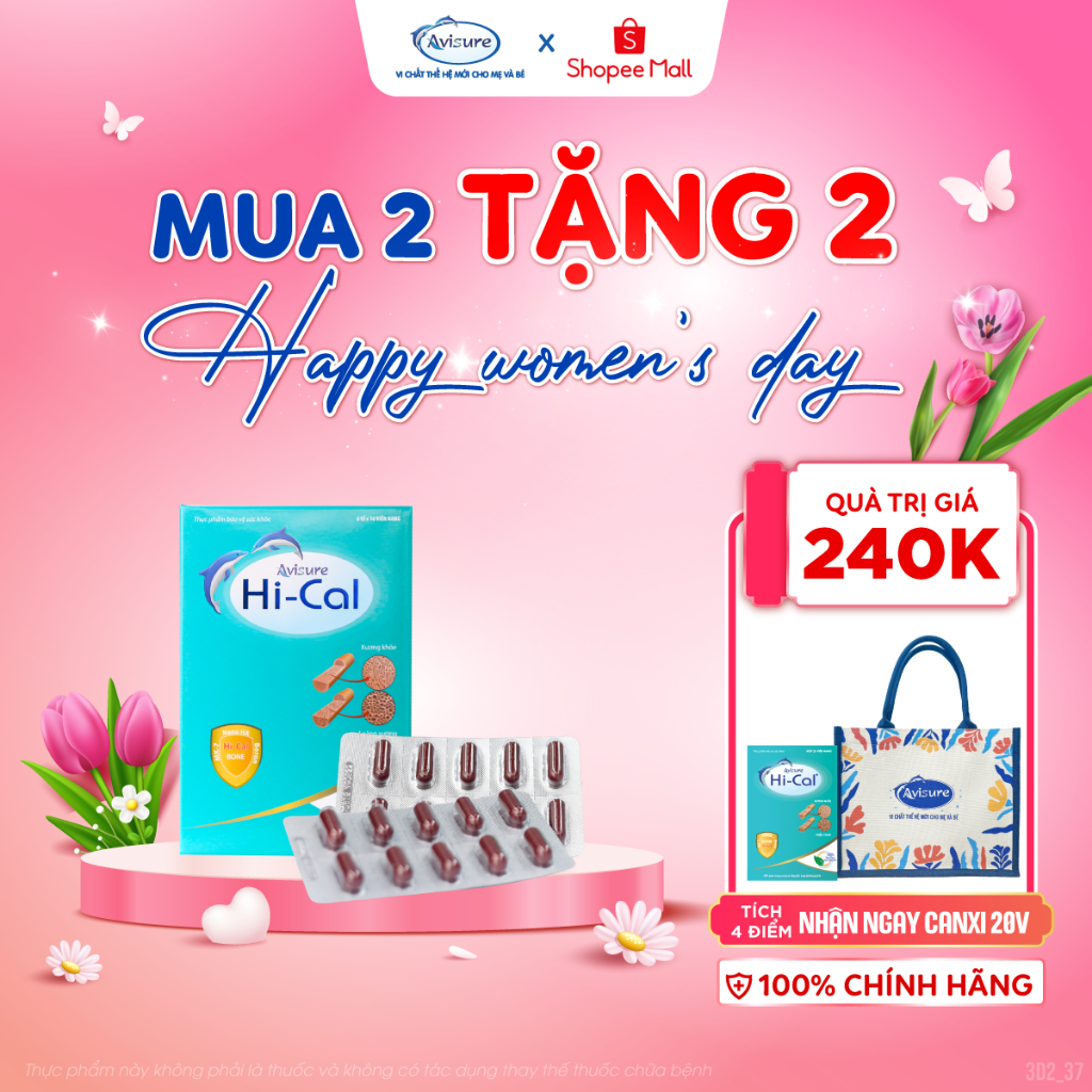 Canxi Cho Mẹ Sau Sinh Avisure Hical TPBVSK Calcium D3K2 Phòng Loãng Xương Cho Bà Bầu Và Cho Con Bú