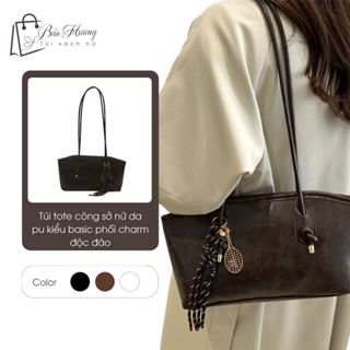 Túi tote da PU, túi xách nữ công sở thời trang retro, công sở