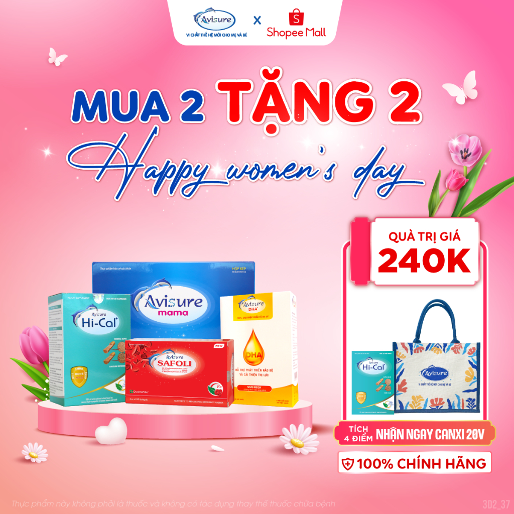 TPBVSK Bộ Avisure Sắt Canxi DHA Vitamin tổng hợp cho bà bầu và sau sinh