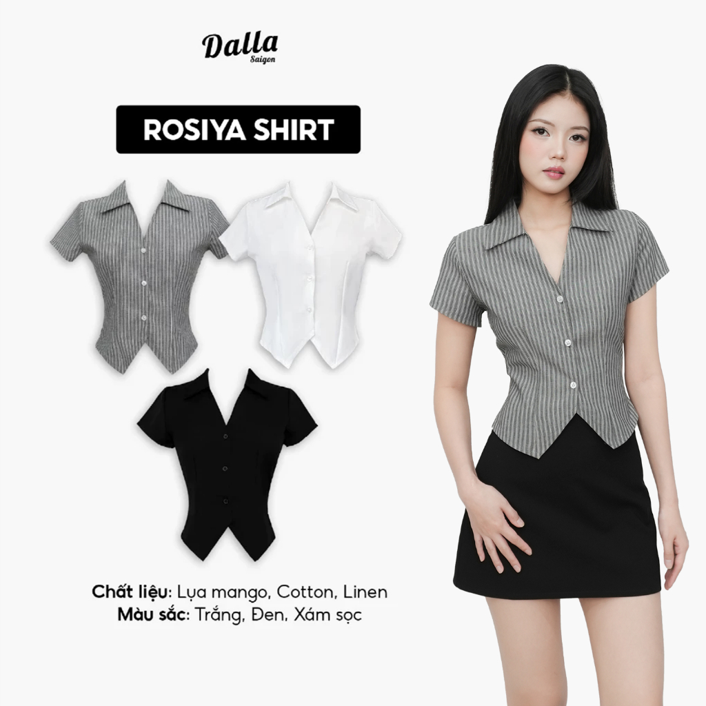 DALLA Áo sơ mi ôm 3 nút tay ngắn (SM10) Rosiya Shirt HOT! | BigBuy360 - bigbuy360.vn