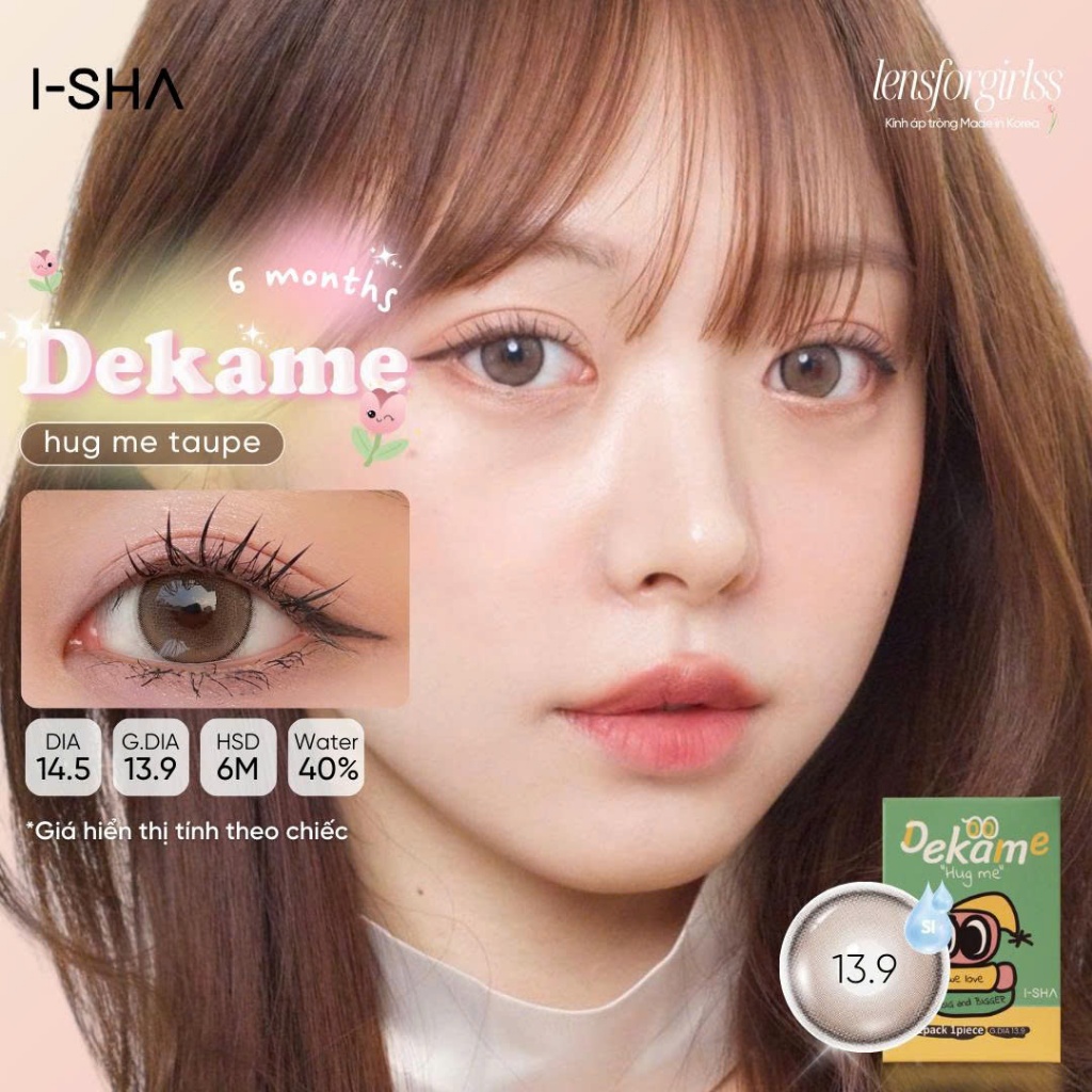 Lens cận | Kính áp tròng GIÃN TRÒNG hack mắt DEKAME HUG ME TAUPE (6M) Dia 14.5mm chính hãng I-SHA | 