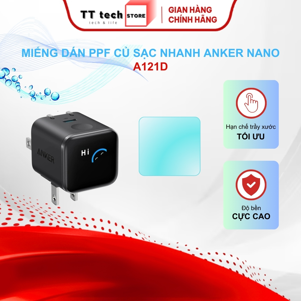 Miếng dán PPF cho Củ sạc nhanh Anker Nano A121D 45W hạn chế trầy xước, bảo vệ tối ưu cho thiết bị