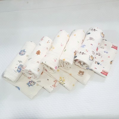 Khăn tắm trẻ em in hình TILO 4 lớp muslin cao cấp, 100% cotton mềm mịn phù hợp các mùa trong năm