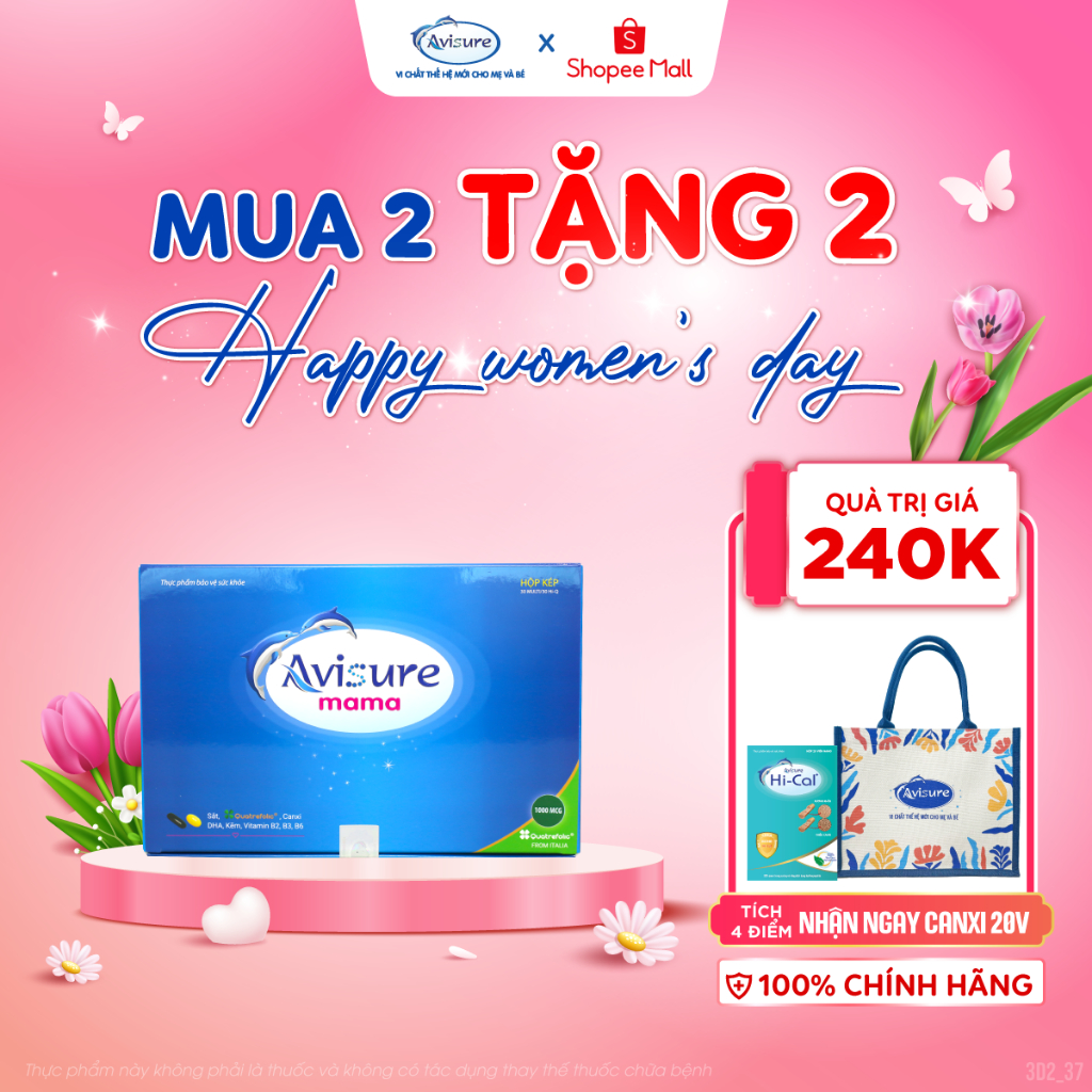 Vitamin Tổng Hợp Cho Bà Bầu Từ Châu Âu TPBVSK Avisure Mama Đủ Sắt, DHA, 5-MTHF, Axit folic