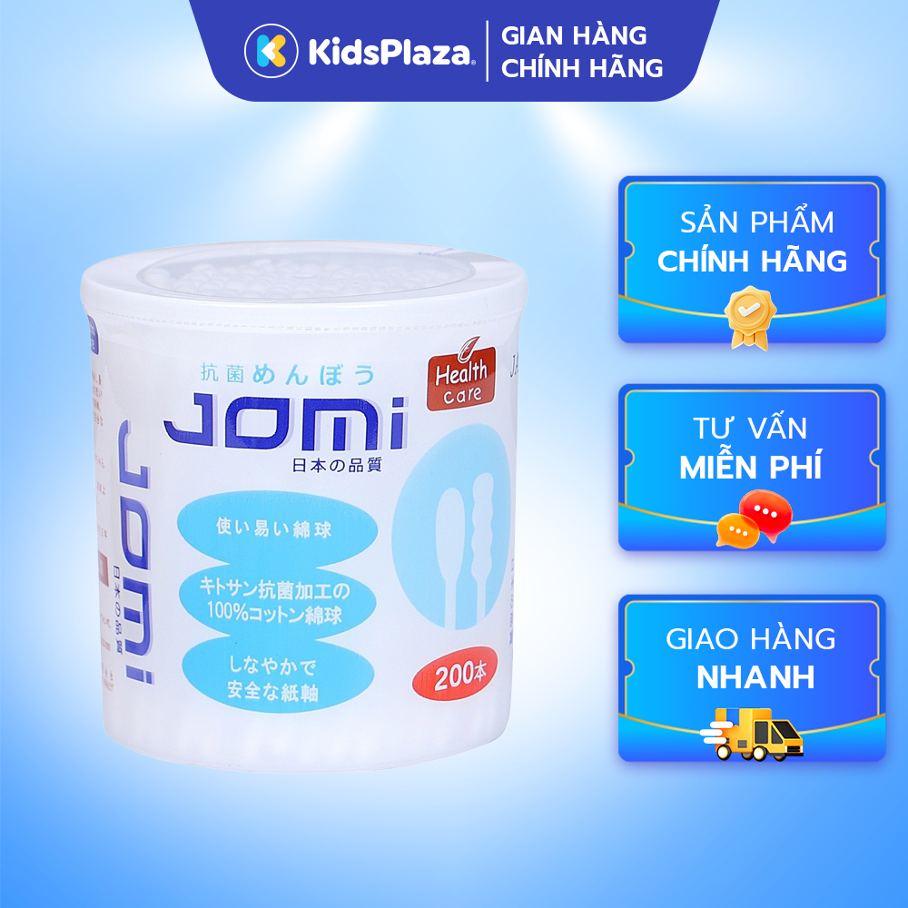 Tăm bông kháng khuẩn Jomi 160/200 que - Kids Plaza