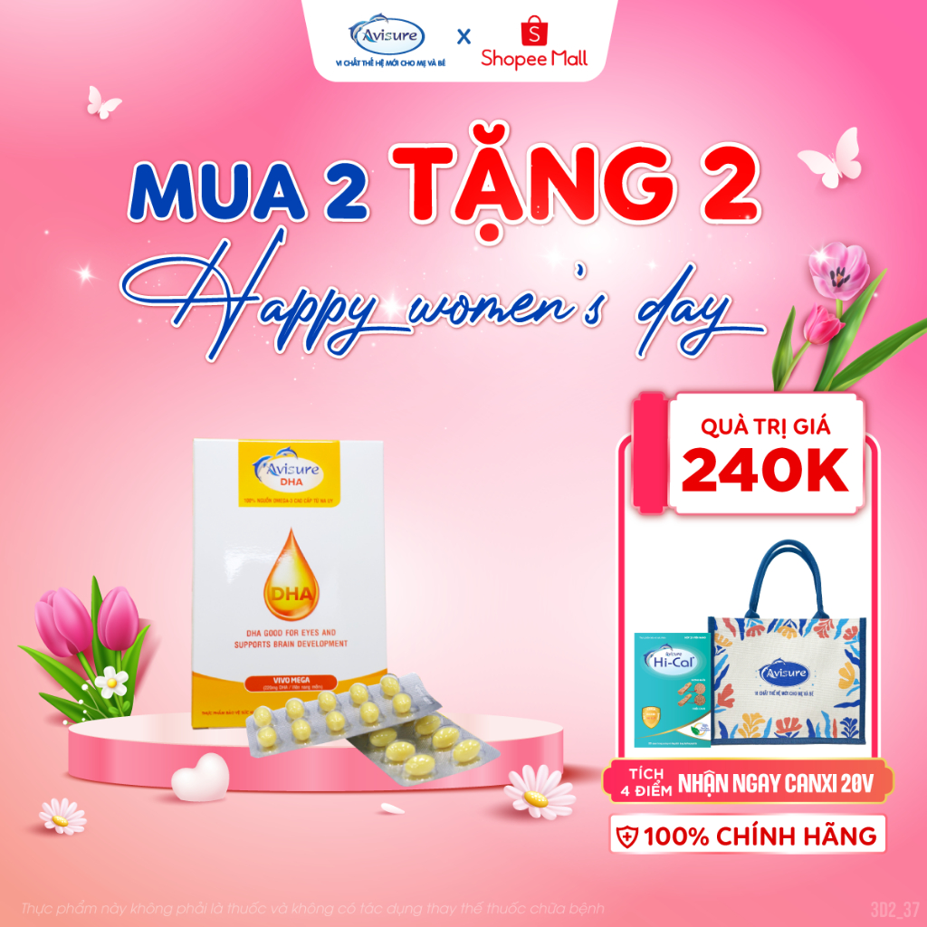 DHA Cho Bà Bầu NaUy Avisure TPBVSK 100% Dầu Cá Giúp Phát Triển Trí Não Và Tốt Cho Mắt Hộp 40 viên