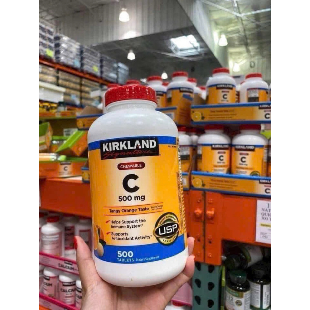 🍓🍒[HSD 05/2028] Viên ngậm Bổ Sung Vitamin C Kirkland Signature Chewable Vitamin C Kirkland 500mg🍊🍋
