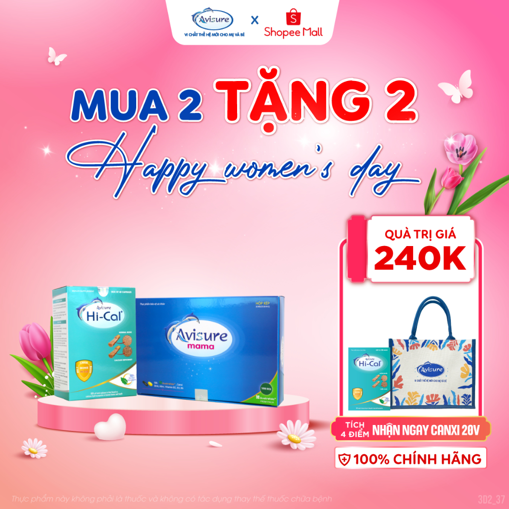 Combo 2 Hộp Vitamin Tổng Hợp Avisure Mama + Canxi Hical TPBVSK Cho Bà Bầu và Sau Sinh Hộp 120 viên