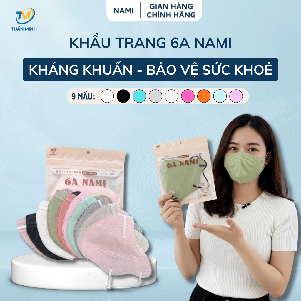 [Thùng 200c tặng 50] Khẩu trang 6A NAMI,4 lớp kháng khuẩn chống tia UV,Bụi bẩn[45-75kg]