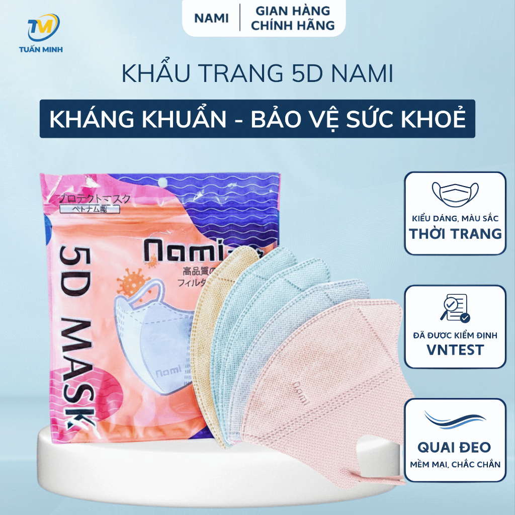 [Thùng 400c] Khẩu Trang 5D MASK NAMI, Khẩu Trang Chống Tia UV, Kháng Khuẩn Bảo Vệ Sức Khỏe [45-75kg]
