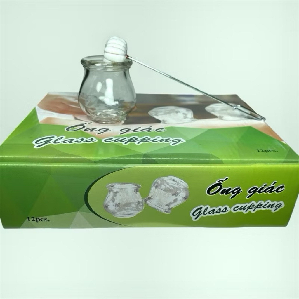 Bộ giác hơi 12 cốc thủy tinh dùng lửa, cốc giác hơi