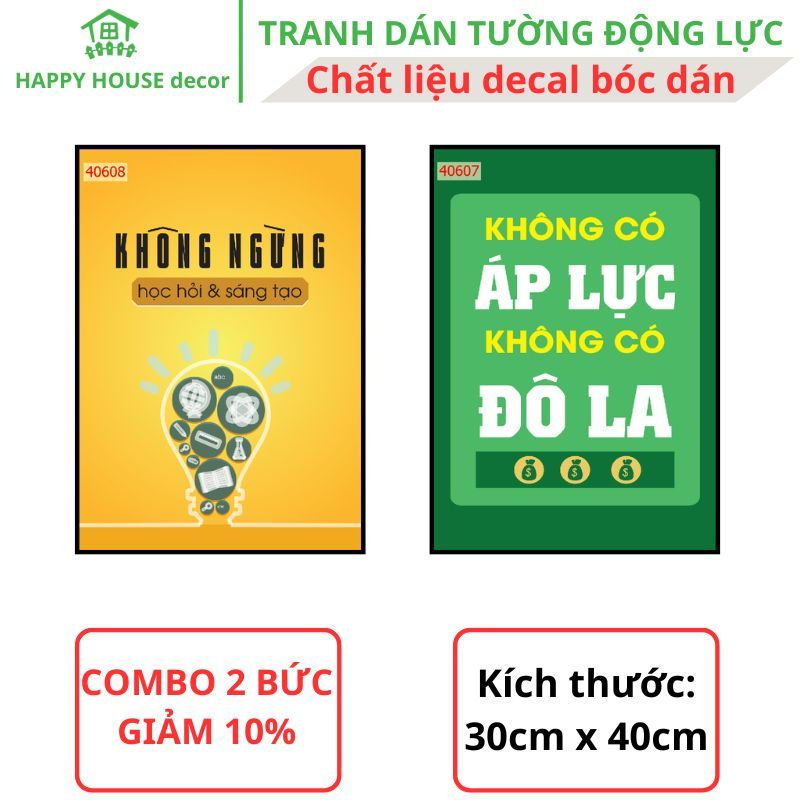 Tranh dán tường động lực 30x40cm – Tranh slogan decor phòng học, văn phòng – Poster dán tường