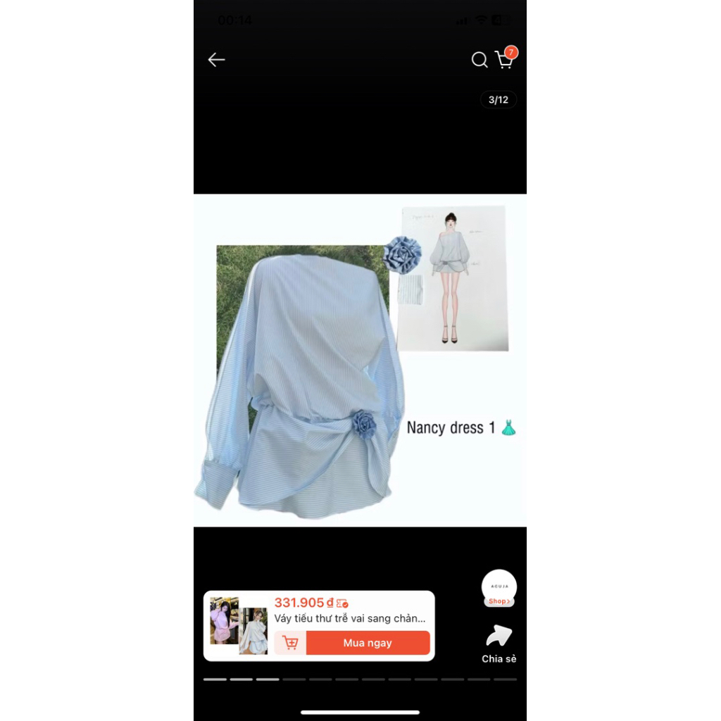 Váy tiểu thư trễ vai sang chảnh Nancy dress thiết kế Aguja