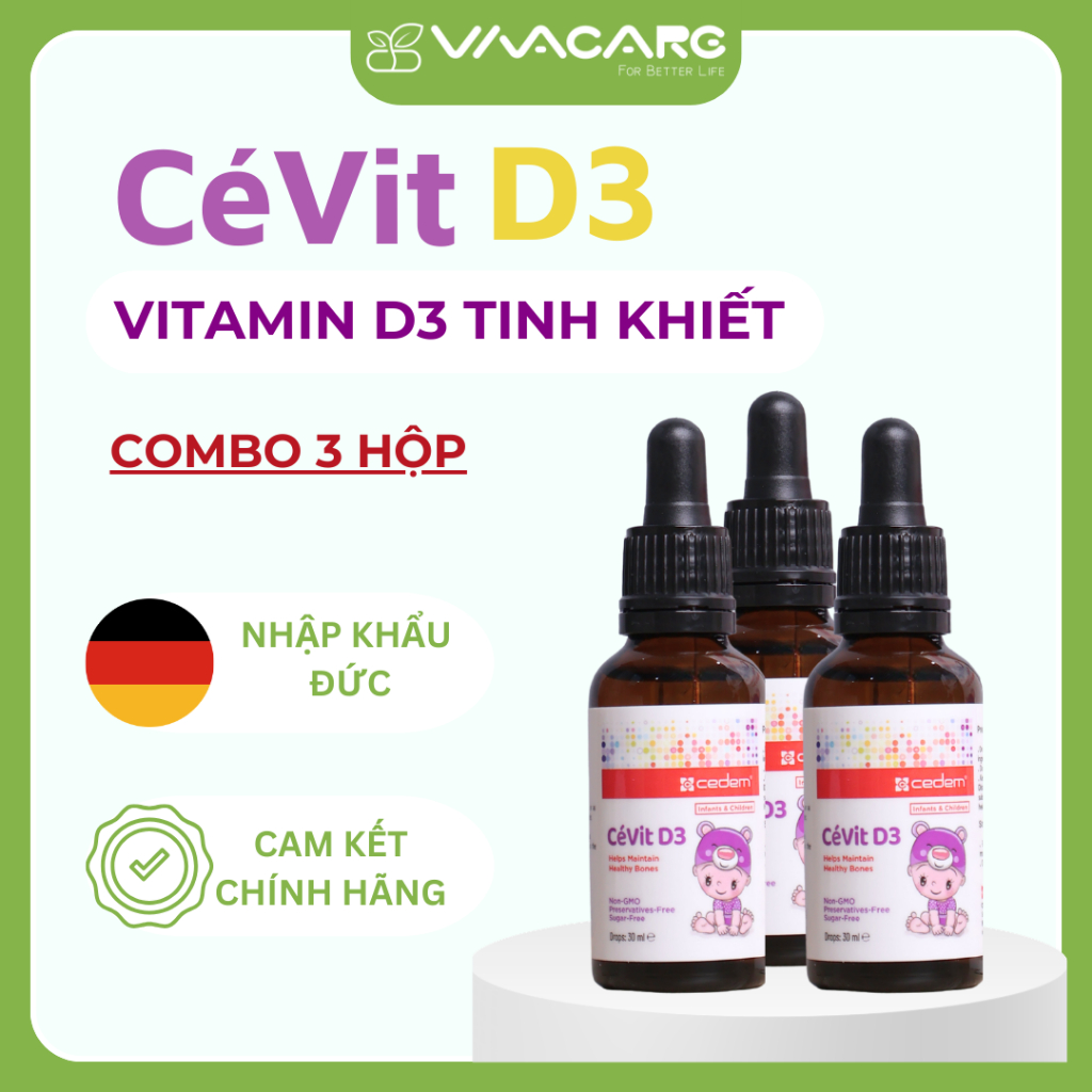 [Combo 3 Chai] CéVit D3 Drops D3 Cho Trẻ Sơ Sinh & Bé 0-8 Tuổi - Xương Chắc Khỏe Từ Đức