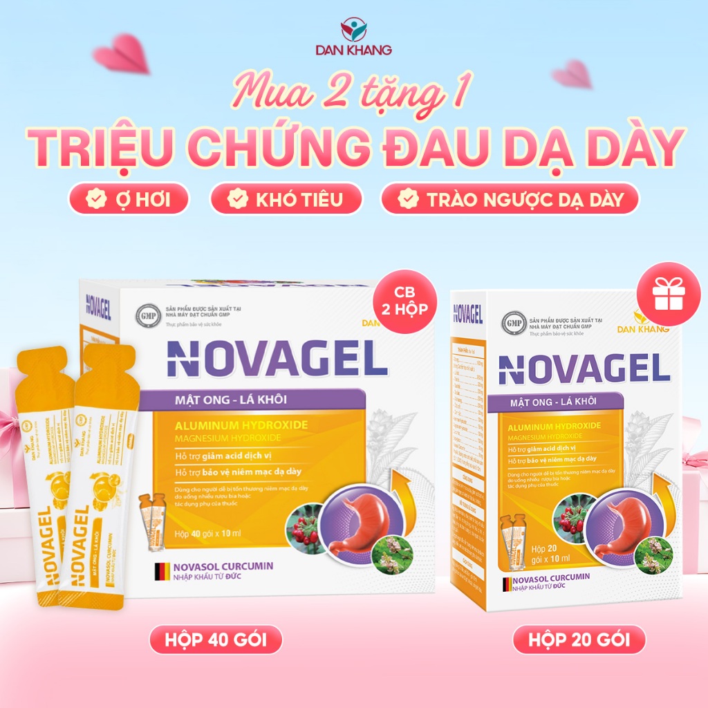 Gói uống dung dịch nghệ mật ong giảm đau dạ dày giảm trào ngược dạ dày Novagel Dân Khang