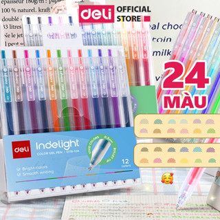 [COMBO EG118] Set 12 Bút Bi Nước Mực Gel Nhiều Màu Nhanh Khô 0.5mm Deli Dùng Trang Trí Sổ Vở Bullet Journal Calligraphy
