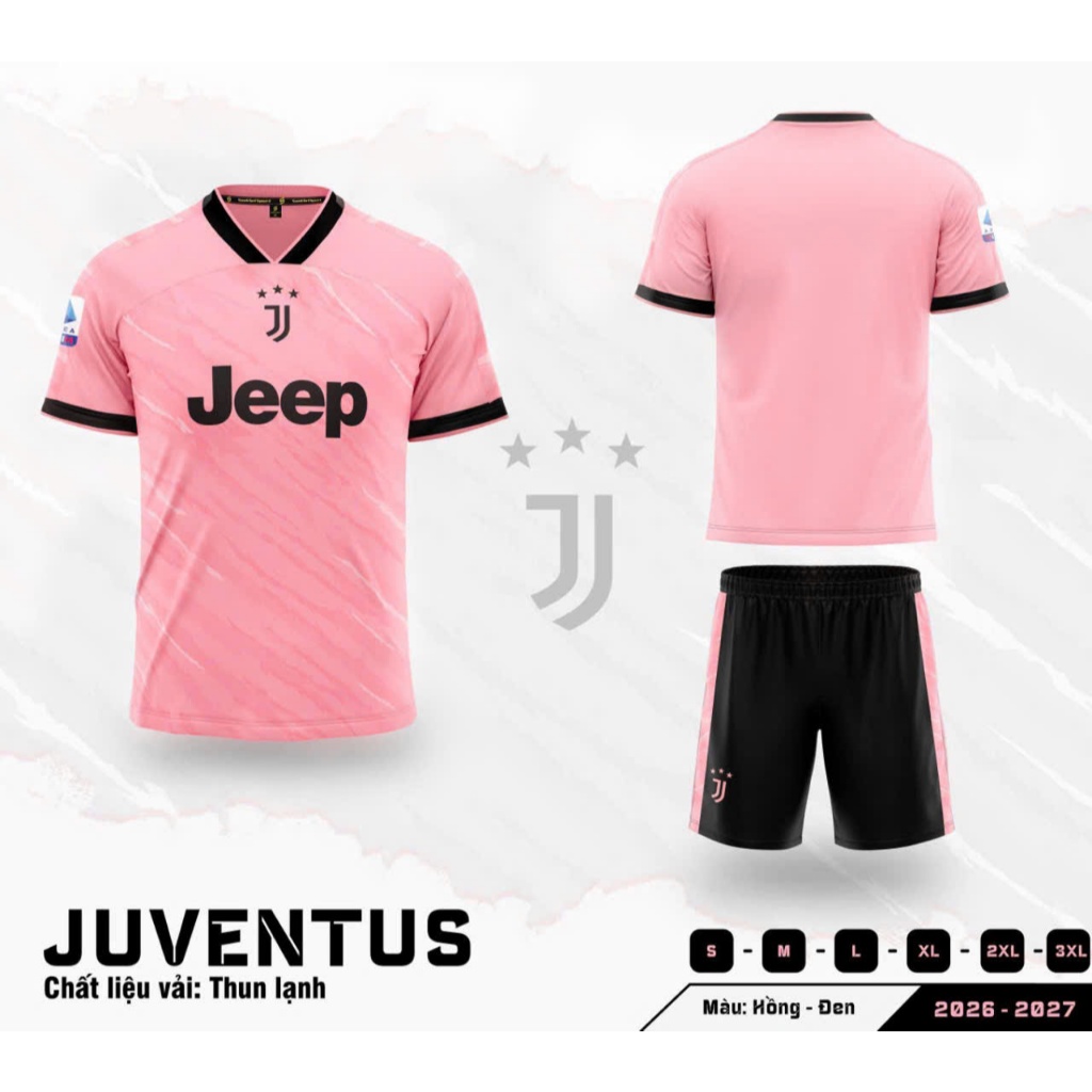 Quần Áo Bóng Đá Juventus hồng 26/27 - Vải thun lạnh SV- In Tên Số Theo Yêu Cầu REINA SPORT