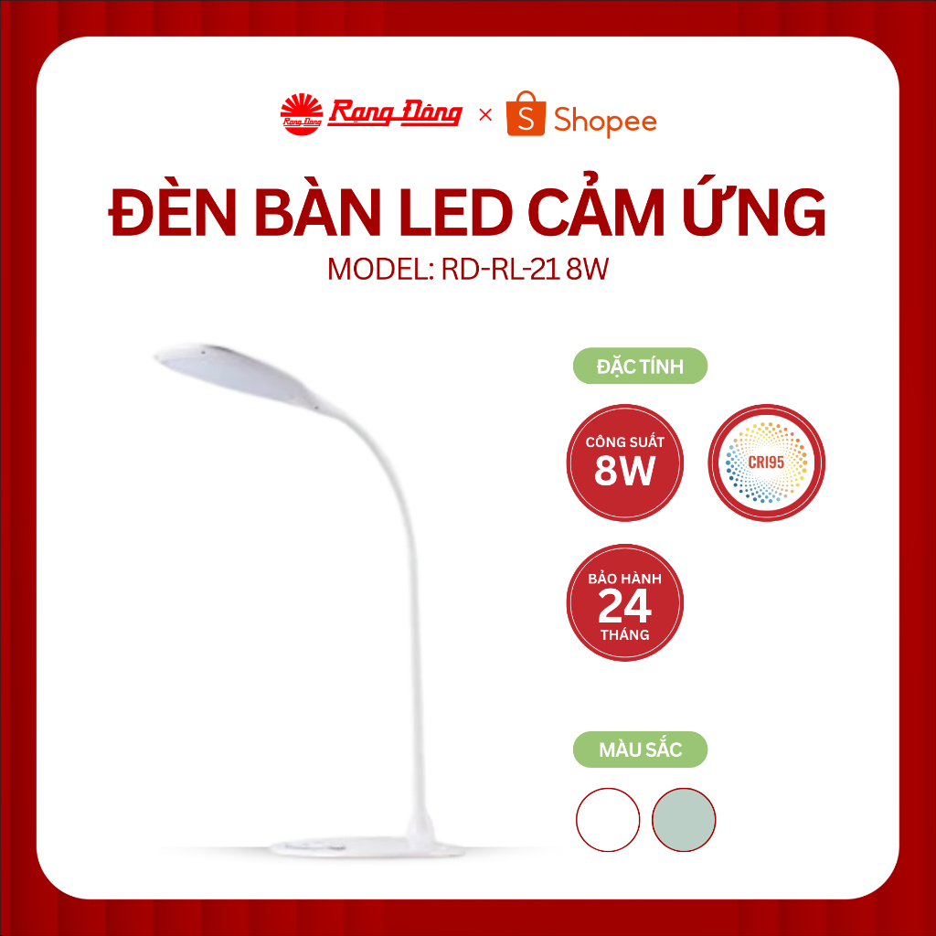 Đèn bàn chống cận LED cảm ứng Rạng Đông Model RD-RL-21 8W