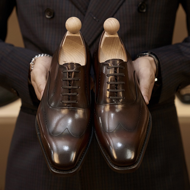 Giày tây công sở Oxford Wingtip | Giày cưới nam Oxford lịch lãm STO-031