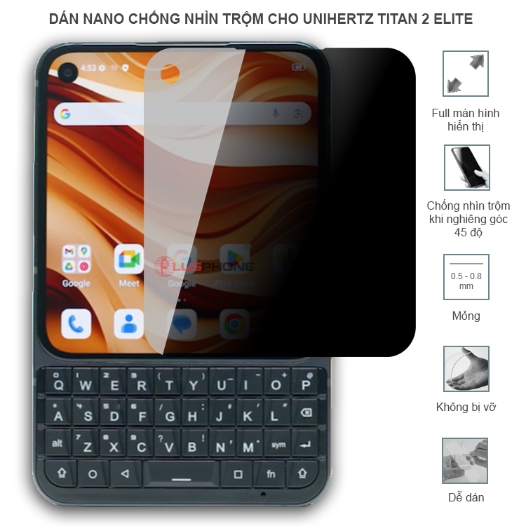 Dán chống nhìn trộm trong HD hoặc nhám AG cho Unihertz Titan 2 Elite - Dán dẻo nano