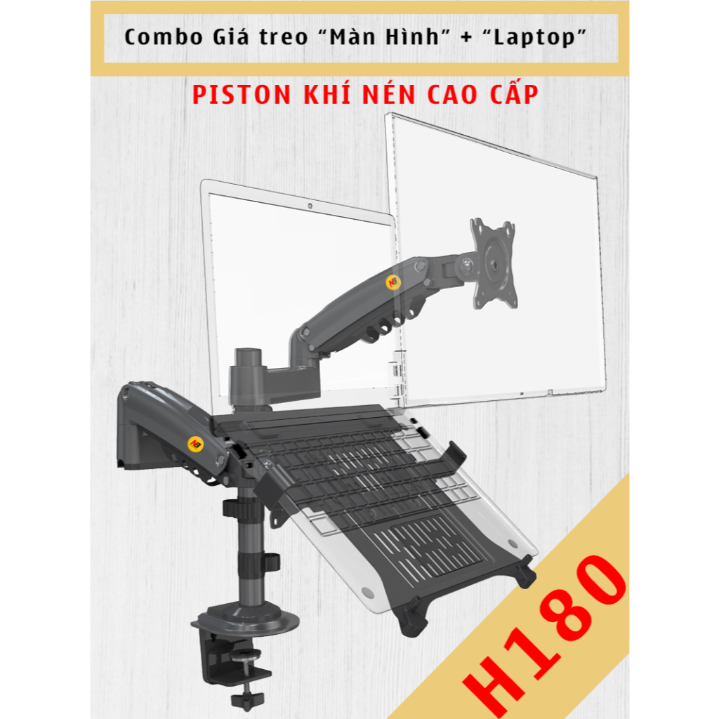 H180 + Fp2 - Combo Giá đỡ Laptop/ Macbook 10-17" inch - Giá đỡ màn hình máy tính 17-27inch