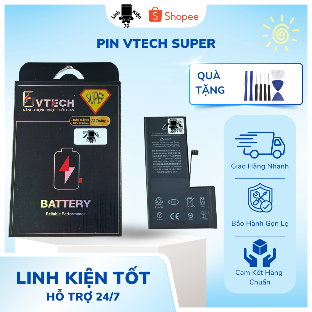 Pin Dung Lượng Cao Chính Hãng Vtech - Pin Vtech Super Dành Cho IP Từ 6-15PM , Bảo Hành 1 Năm , Chất 